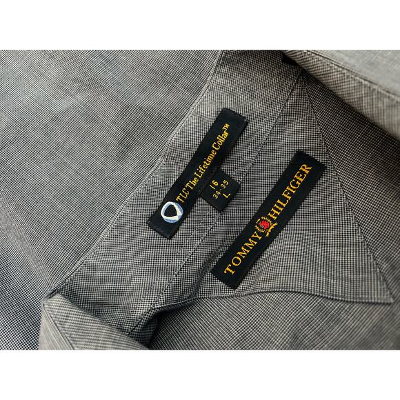 tommy hilfiger men button up shirt tlc the lifetime collar gray sz L 16 34-35 - Picture 6 of 7